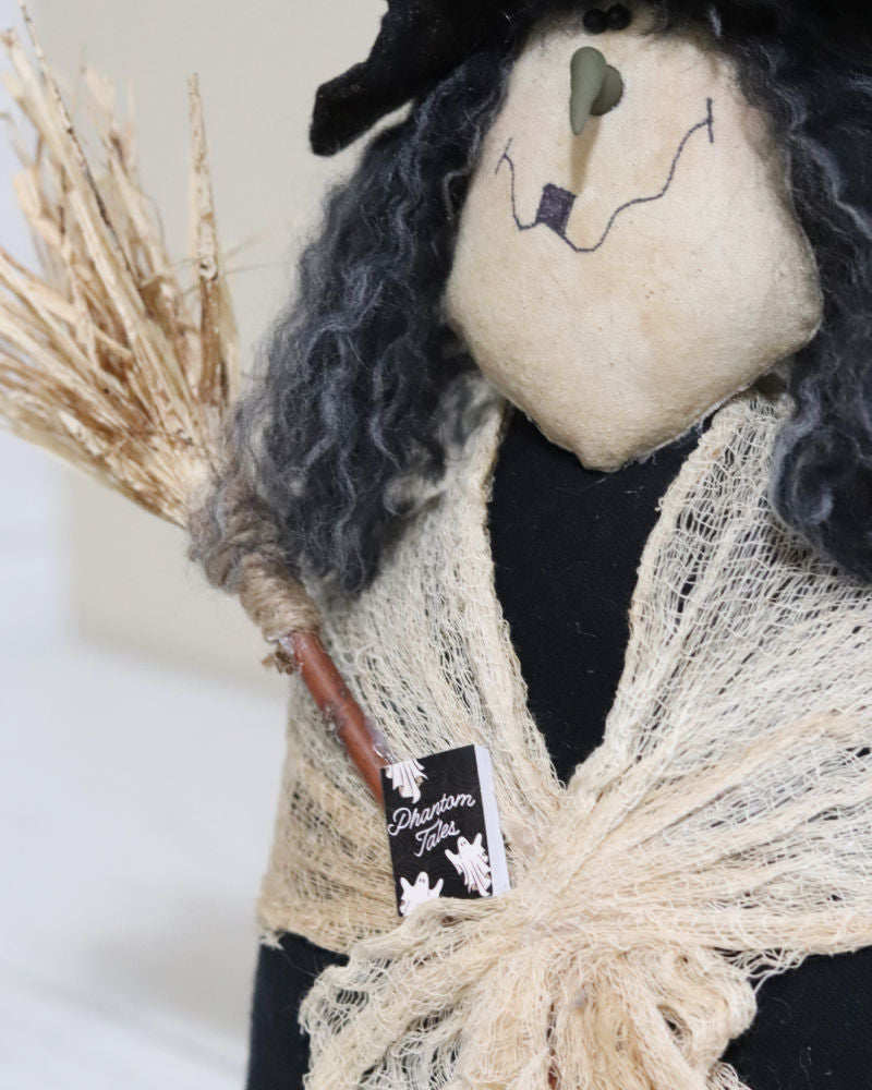 Handmade Witch With Veil and Broom