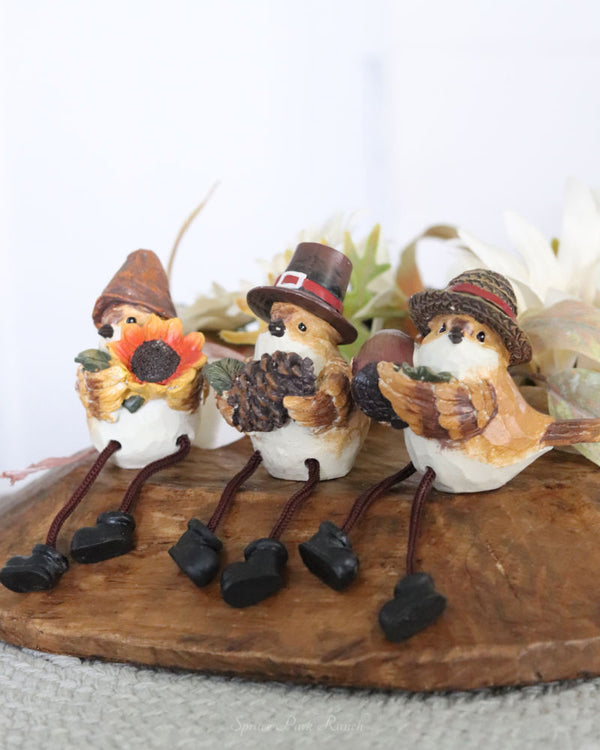 Harvest Bird With Hat Shelf Sitter