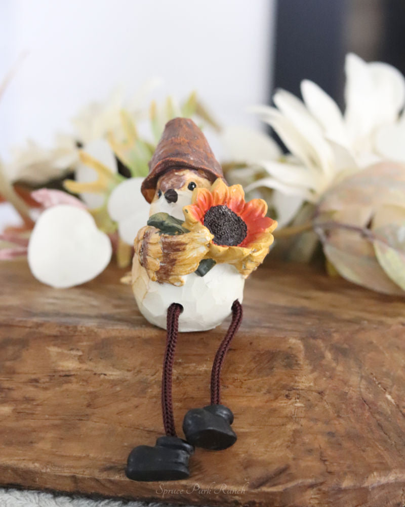Harvest Bird With Hat Shelf Sitter