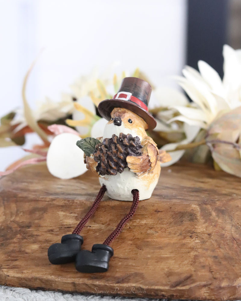 Harvest Bird With Hat Shelf Sitter