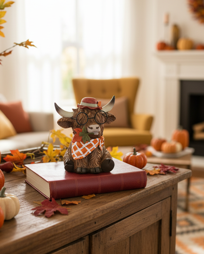 Harvest Highland Cow With Glasses
