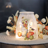 Lighted Frosted Glass Harvest Design Lantern