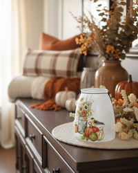 Lighted Frosted Glass Harvest Design Lantern