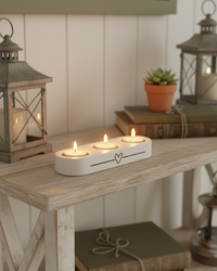 Tealight Holder Trio White Heart