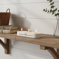 Tealight Holder Trio White Heart
