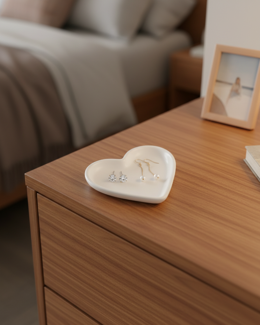 White Heart Trinket Tray