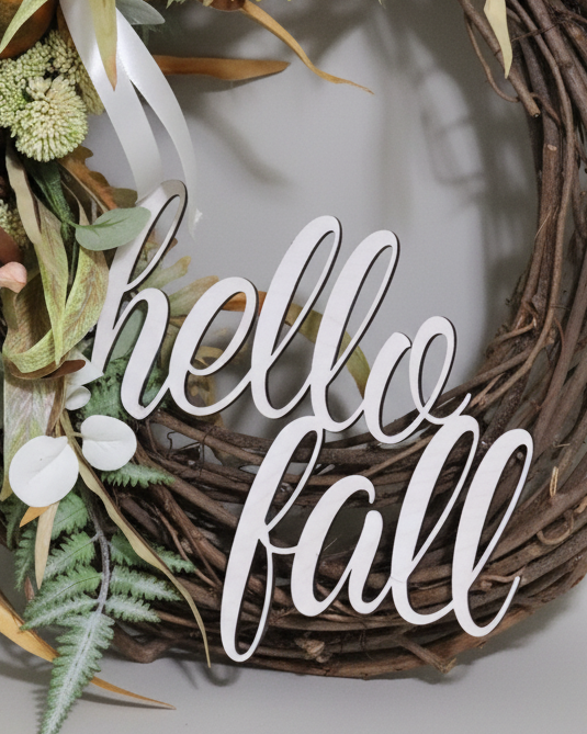 Hello Fall White Sunflower and Sedum Wreath