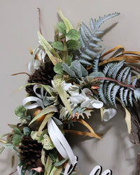 Hello Fall White Sunflower and Sedum Wreath