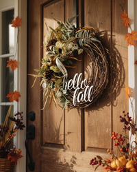 Hello Fall White Sunflower and Sedum Wreath
