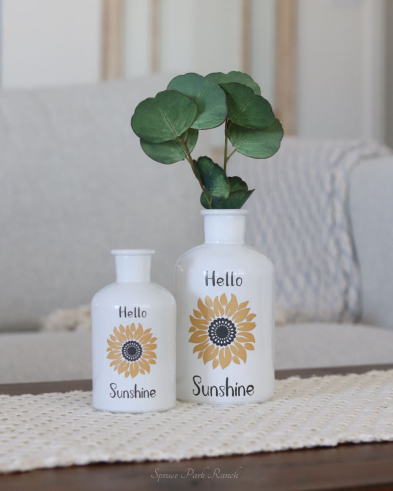 Hello Sunshine Sunflower Glass Jar