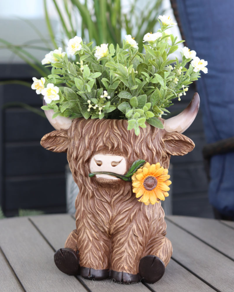 Highland Cow Drop Pot Planter