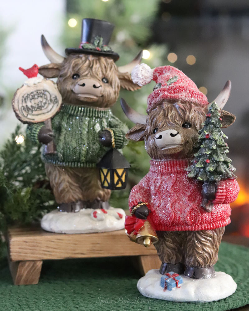 Holiday Highland Cow in Knit Sweater