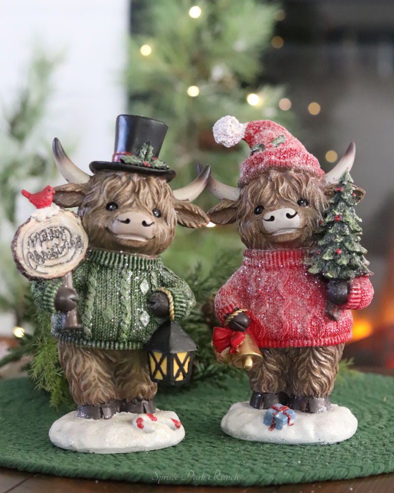 Holiday Highland Cow in Knit Sweater
