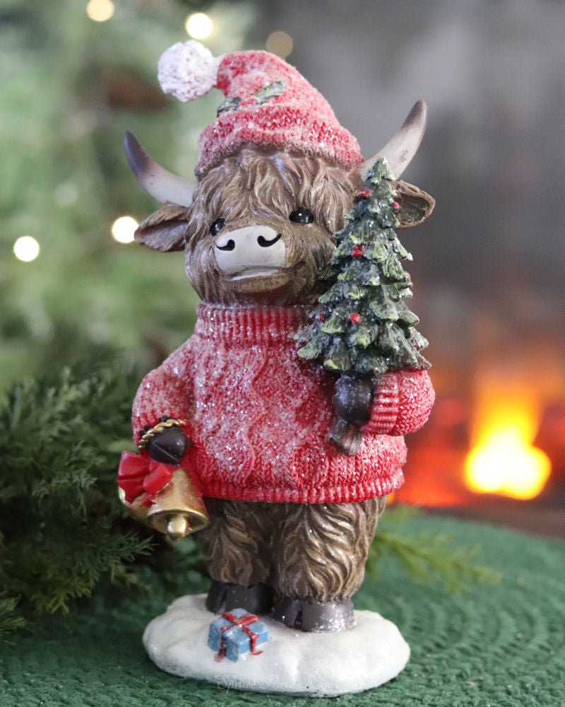 Holiday Highland Cow in Knit Sweater