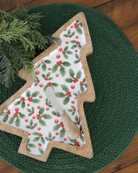 Holly Tree Dip Tray With Spreader