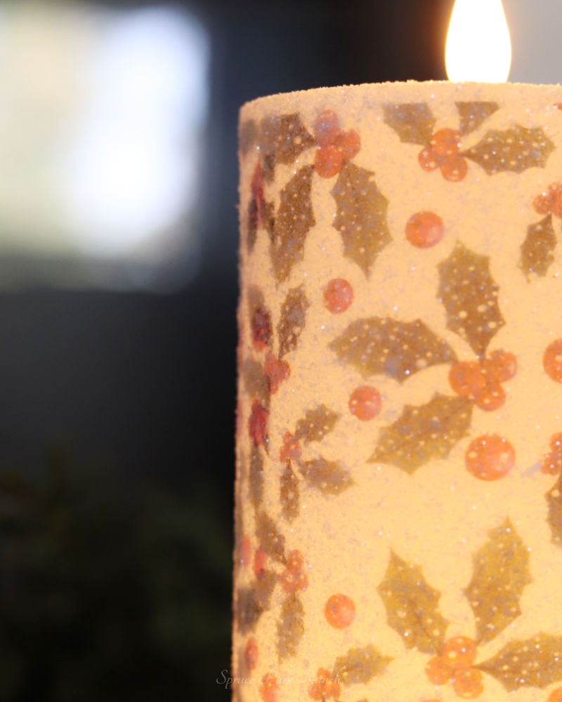 Holly LED Glitter Candle