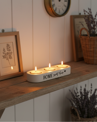 Tealight Holder Trio Tan Home Sweet Home