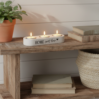 Tealight Holder Trio Tan Home Sweet Home