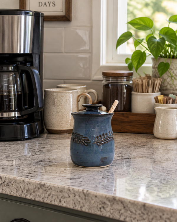 Wheat Design Honey Pot Denim Blue