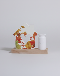 House With Heart and Vase Fall Leaves