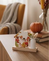 House With Heart and Vase Fall Leaves