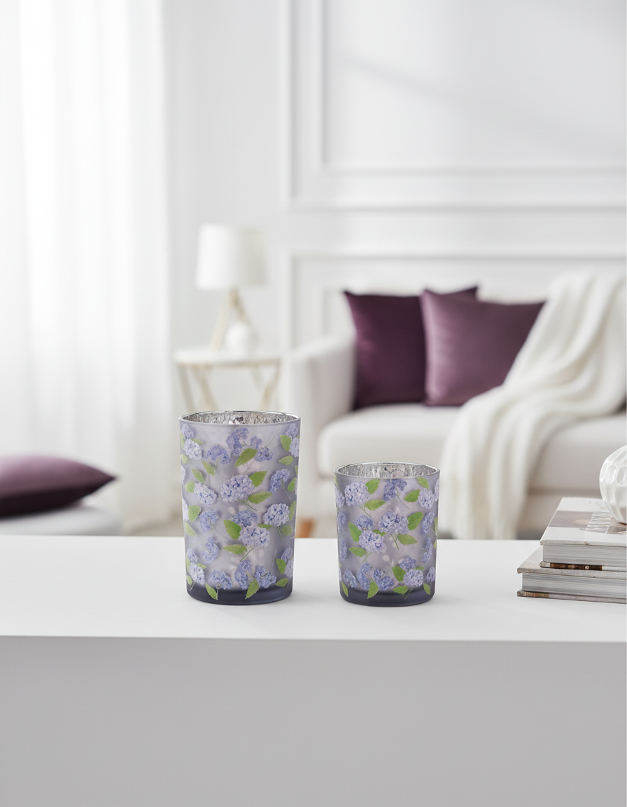 Hydrangea Glass Candle Holder