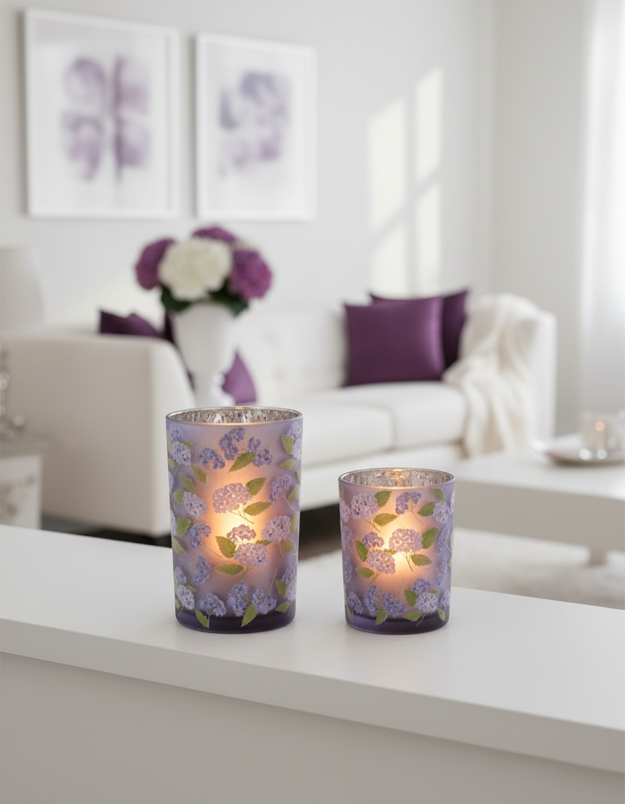 Hydrangea Glass Candle Holder