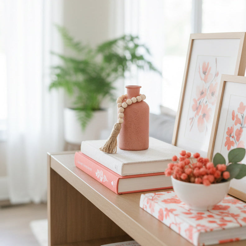 Apricot Breeze Glass Jar With Beads Small