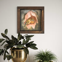 Birds In Pink Flower Canvas Print