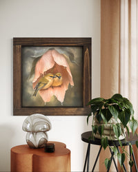Birds In Pink Flower Canvas Print