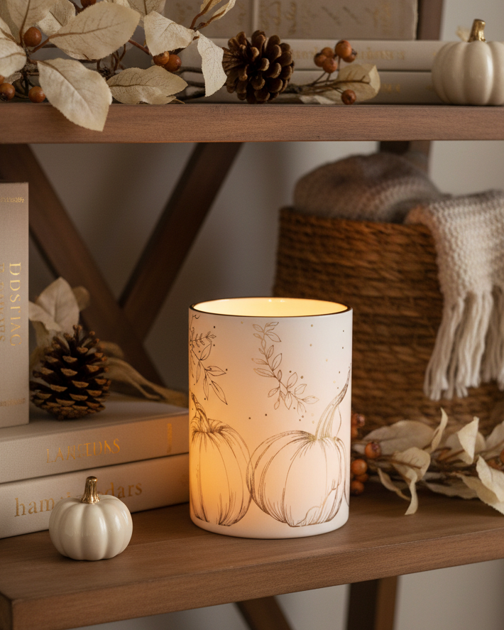 Fall Harmony Mercury Glass Candle Holder