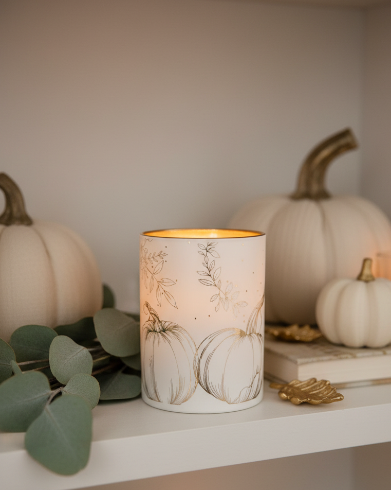 Fall Harmony Mercury Glass Candle Holder