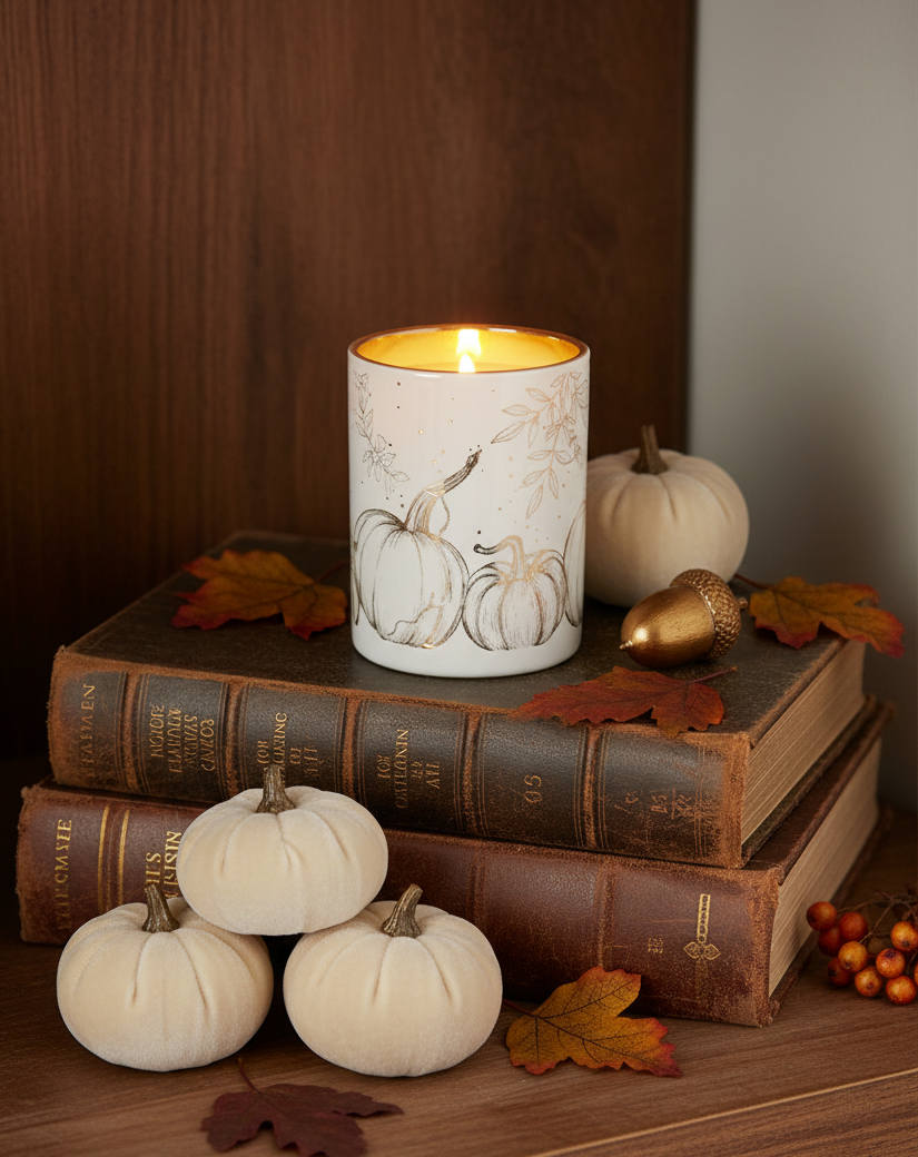Fall Harmony Mercury Glass Candle Holder