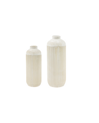 White Line Engraved Ceramic Vase