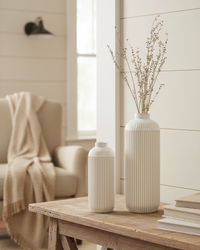 White Line Engraved Ceramic Vase