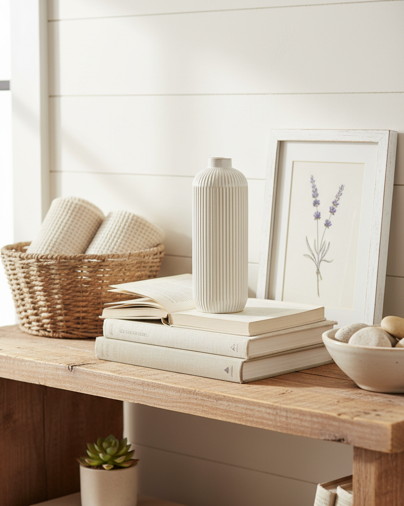 White Line Engraved Ceramic Vase