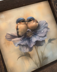 Birds on Blue Flower Canvas Print
