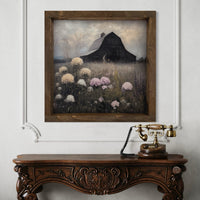 Rustic Barn and Hydrangeas Canvas Print