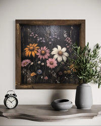 White Daisy and Wildflowers Canvas Print