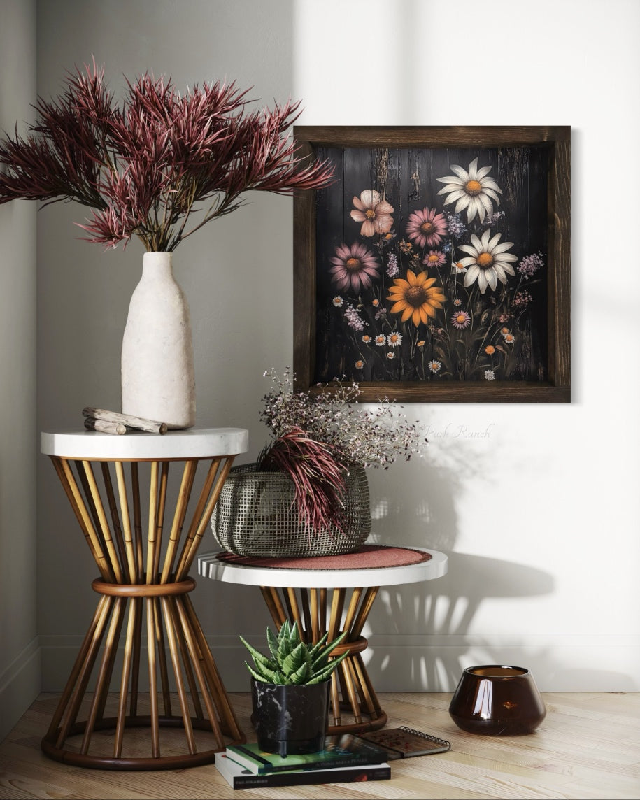 White Daisy Duo and Wildflowers Canvas Print