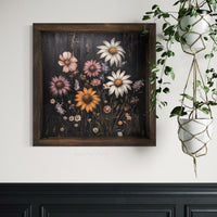 White Daisy Duo and Wildflowers Canvas Print