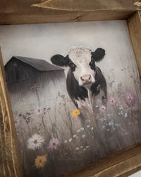 Holstein Cow in Wildflowers Canvas Print