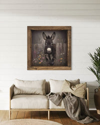 Donkey and Wildflowers Canvas Print