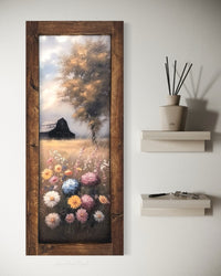 Black Barn and Hydrangea Field Canvas Print 36” x 15”