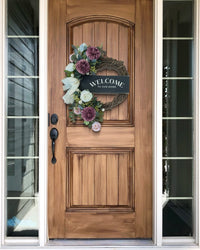 Welcome to Our Home Plum Dahlia Wreath