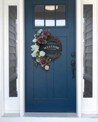 Welcome to Our Home Plum Dahlia Wreath