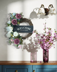 Welcome to Our Home Plum Dahlia Wreath