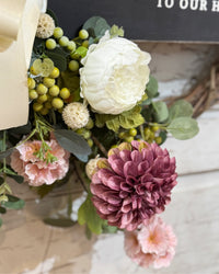 Welcome to Our Home Plum Dahlia Wreath