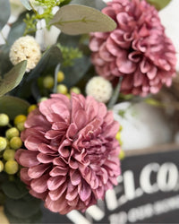 Welcome to Our Home Plum Dahlia Wreath