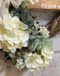 Welcome to Our Home White Hydrangea Wreath